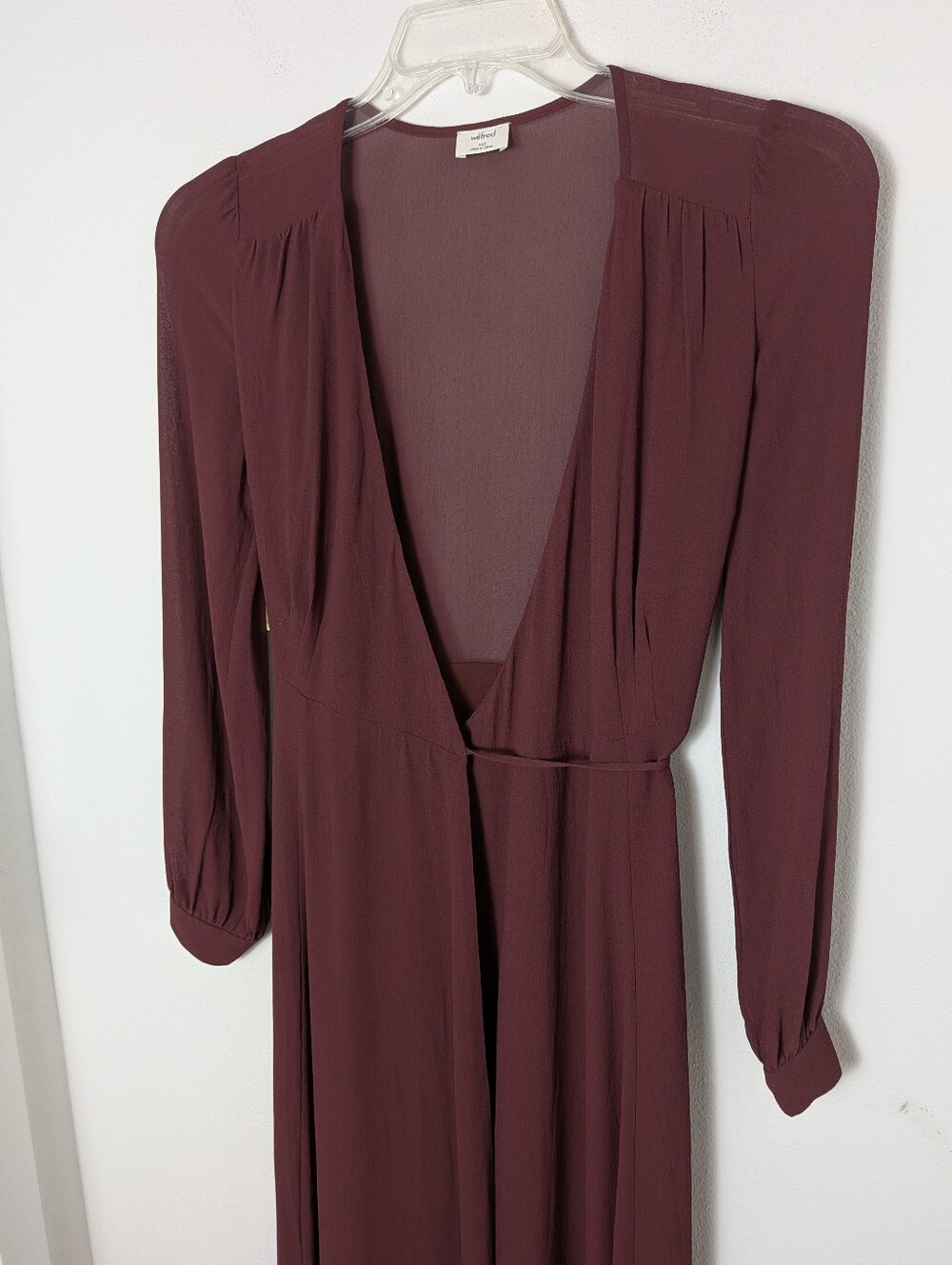 New Wilfred Lina Feminine Wrap Dress Midi Red Rust Size XXS Lined Front Tie - Picture 4 of 16